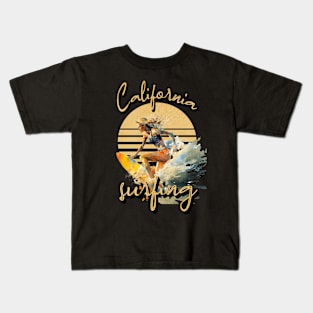 Surfer Girl California Surfing Kids T-Shirt